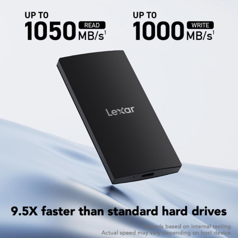 Ổ cứng di động SSD Lexar SL300 1Tb (Type-C và USB3.2/ 1050MB/s/ 1000MB/s/ Đen)