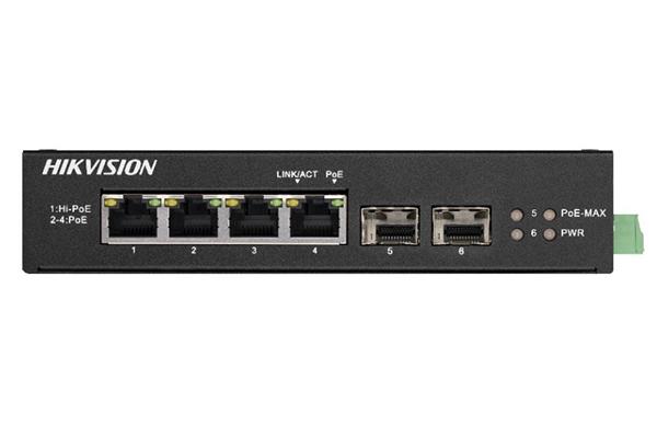 Switch công nghiệp 4 cổng PoE Gigabit Hikvision DS-3T0506HP-E/HS