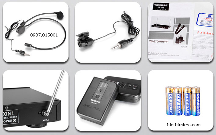 Micro không dây cài đầu cài ve áo VHF TS-6700PP