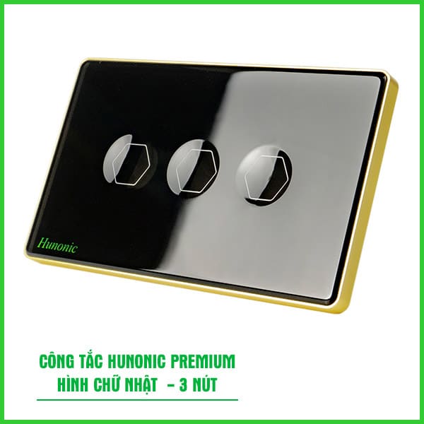 Công tắc cảm ứng BLE Hunonic Premium HCN (Màu Đen) (3 Nút)