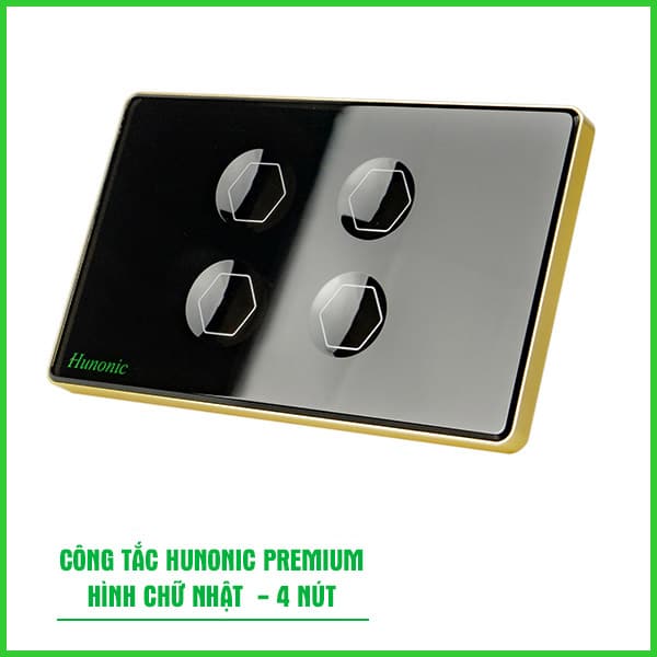 Công tắc cảm ứng BLE Hunonic Premium HCN (Màu Đen) (4 Nút)