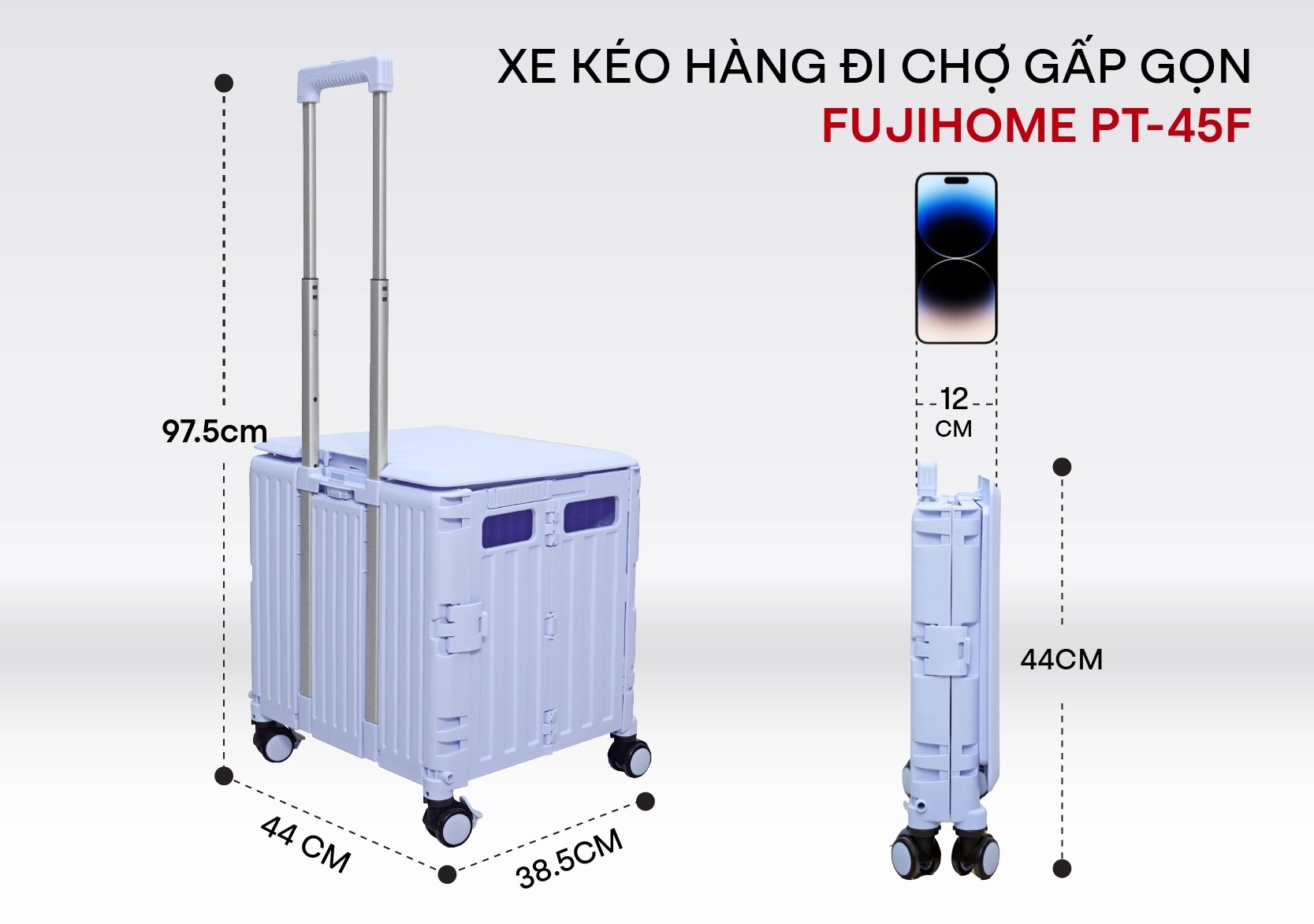 Xe kéo hàng đi chợ rút gọn FUJIHOME PT-45F