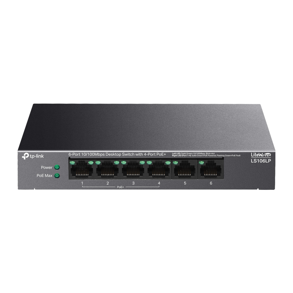 Switch PoE 6 cổng TP-Link LiteWave LS106LP 4 cổng PoE 41W - Giá Đại Lý