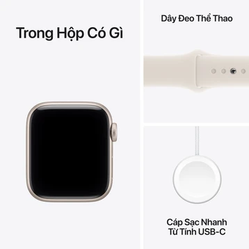 APPLE WATCH SE 3 40MM STARLIGHT (VỎ NHÔM - DÂY THỂ THAO) GPS TRẮNG(STARLIGHT) (MEH34SA/A)
