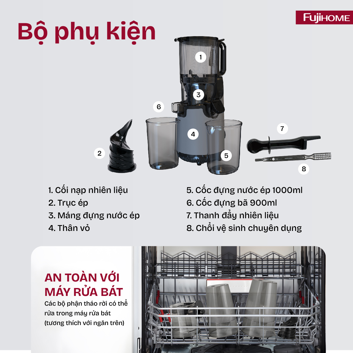 Máy ép chậm nguyên quả Fujihome SJ16