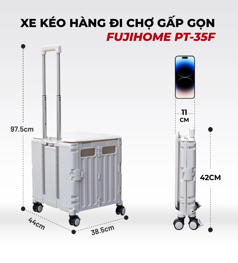 Xe Kéo Hàng Đi Chợ Rút Gọn FUJIHOME PT-35F