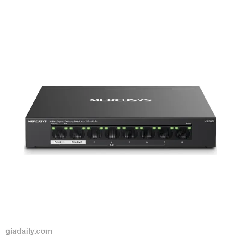 Switch PoE 8 cổng Mercusys MS108GP 7 cổng PoE+ 65W - Giá Đại Lý