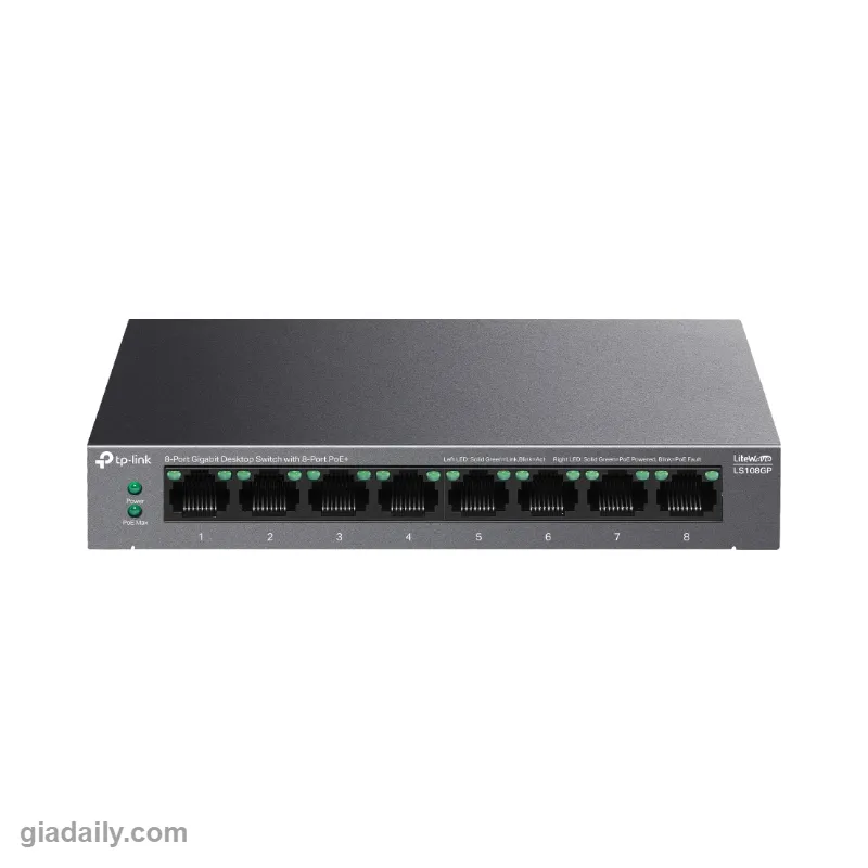 Switch PoE LiteWave 8 cổng Gigabit TP-Link LS108GP 8 cổng PoE+ 62W - Giá Đại Lý