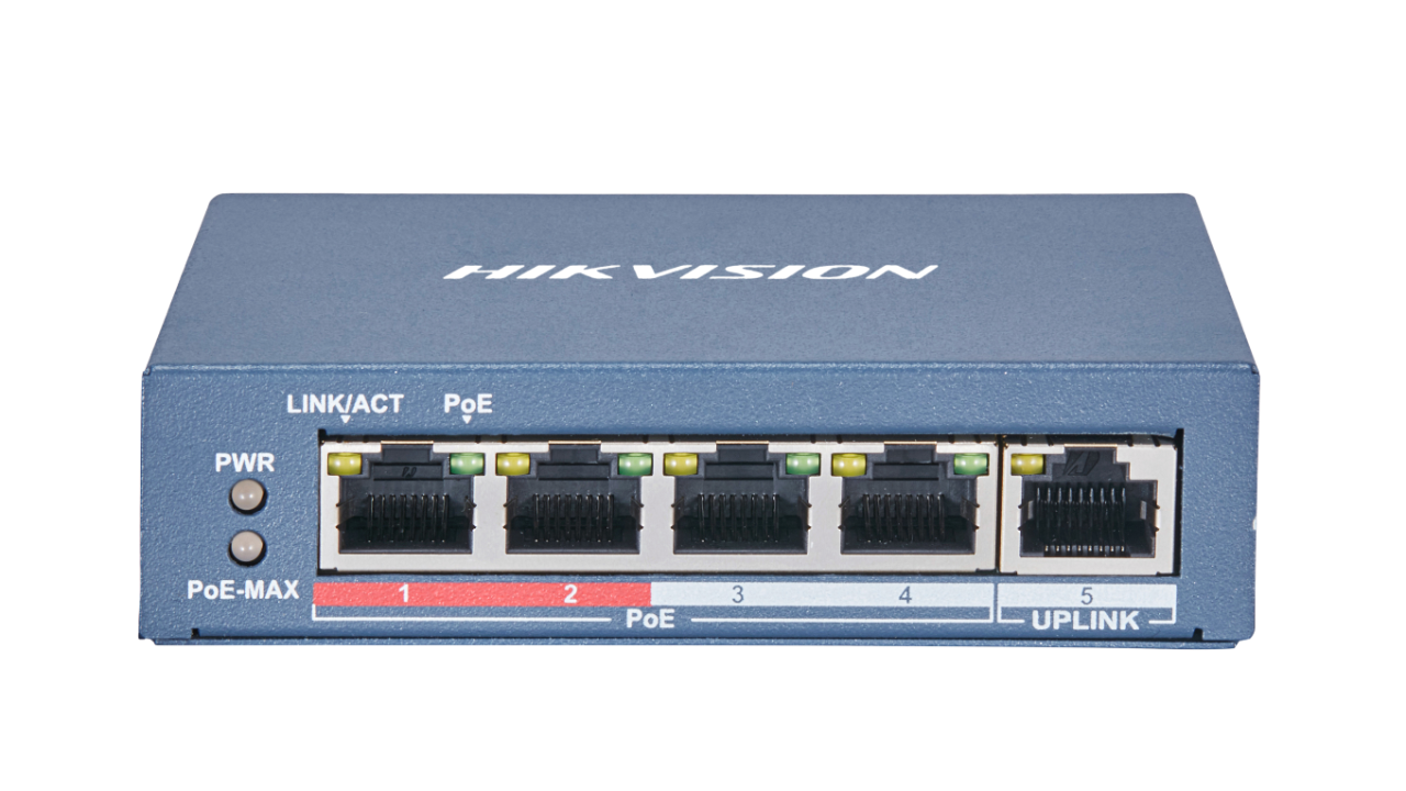 Hikvision Switch mạng 4 cổng PoE 100M, 1 cổng uplink 10/100M , Layer 2