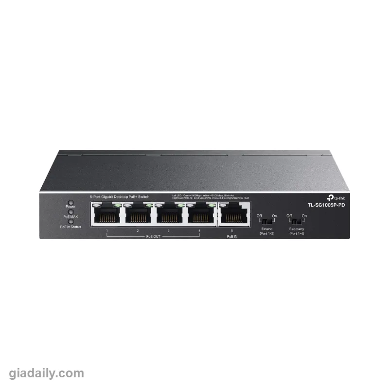 Switch PoE 5 cổng Gigabit TP-Link TL-SG1005P-PD cấp nguồn qua PoE++ - Giá Đại Lý