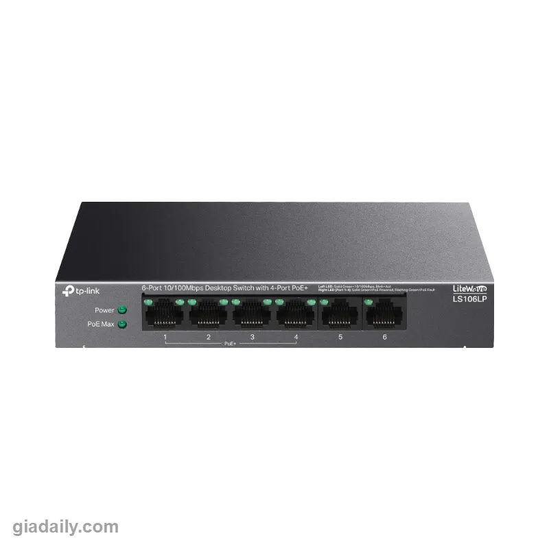 Switch PoE 6 cổng TP-Link LiteWave LS106LP 4 cổng PoE 41W - Giá Đại Lý