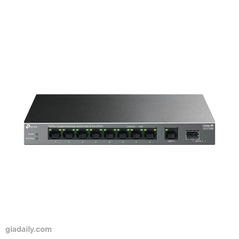 Switch PoE LiteWave 10 cổng Gigabit TP-Link LS1210GP 8 cổng PoE+ 61W - Giá Đại Lý