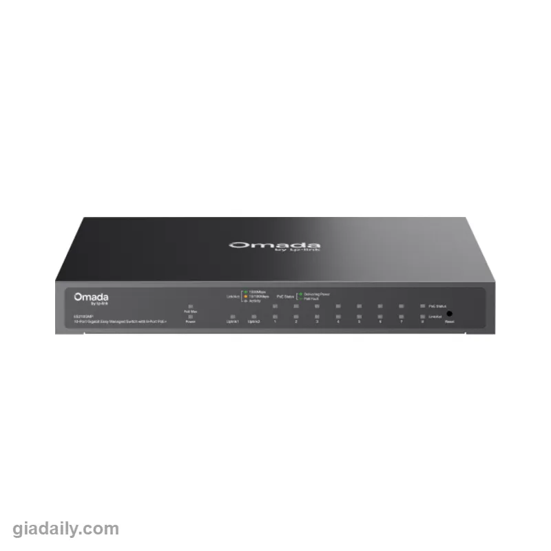 Switch PoE Omada 10 cổng Gigabit TP-Link ES210GMP 8 cổng PoE+ 123W - Giá Đại Lý