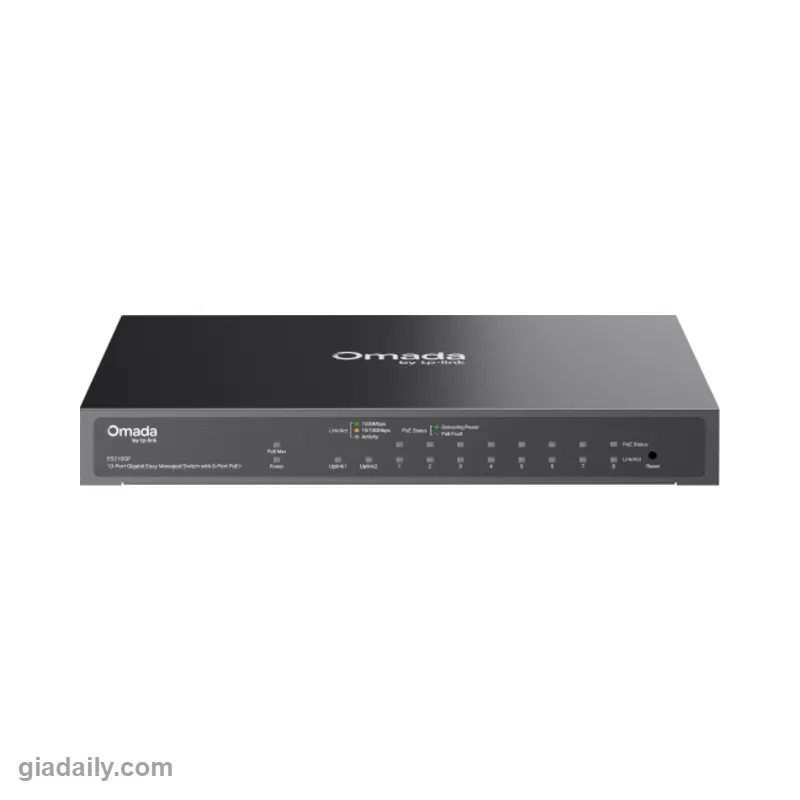 Switch PoE Omada 10 cổng Gigabit TP-Link ES210GP 8 cổng PoE+ 63W - Giá Đại Lý