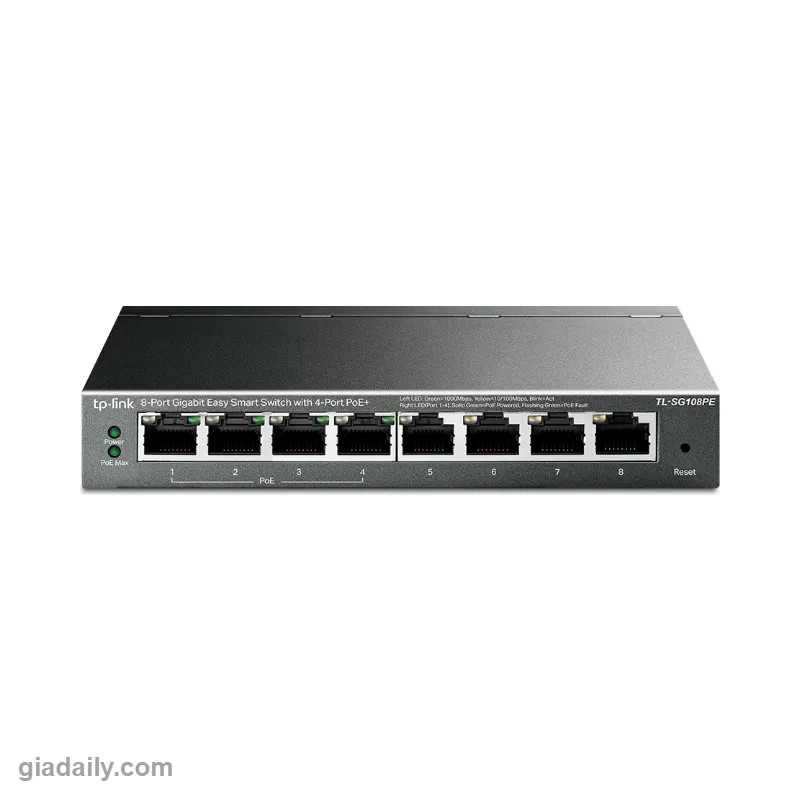 Switch PoE Easy Smart 8 cổng Gigabit TP-Link TL-SG108PE 4 cổng PoE+ - Giá Đại Lý