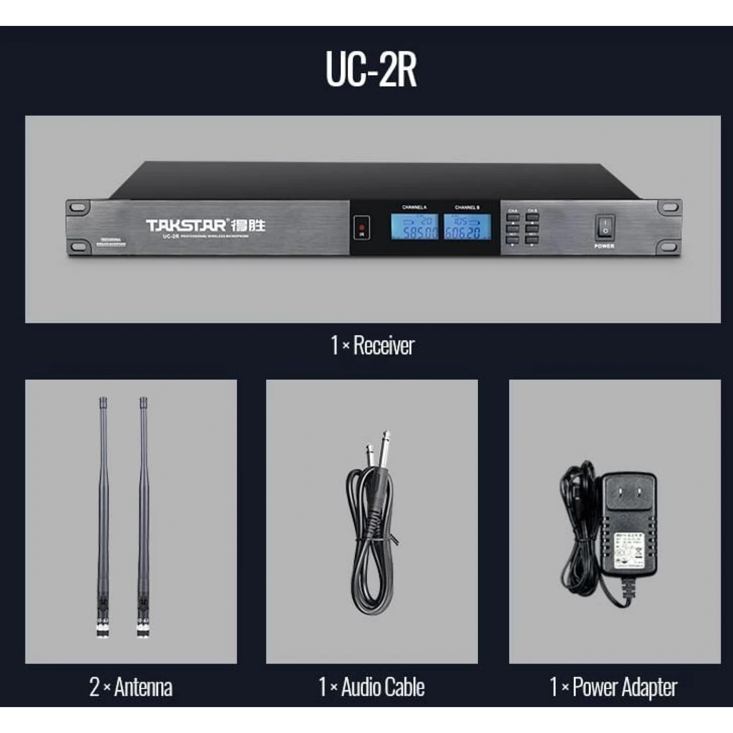 Đầu thu hệ thống micro không dây hai kênh UC-2R