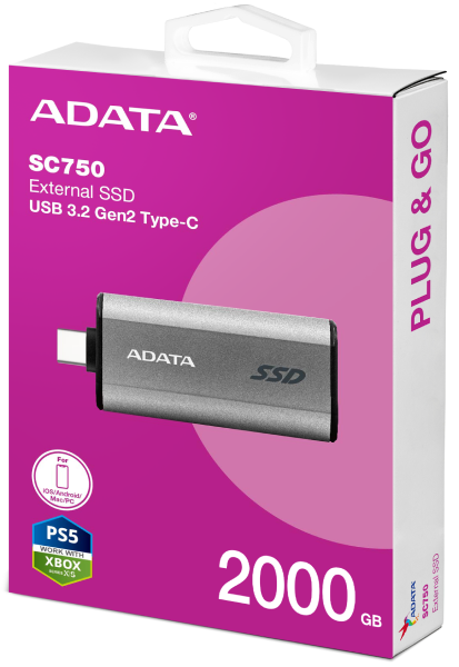 ADATA SC750 (2TB) USB-C 1050MB/s – Ổ cứng thể rắn di động