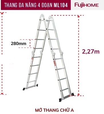 THANG NHÔM GẬP ĐA NĂNG 4 ĐOẠN FUJIHOME ML104