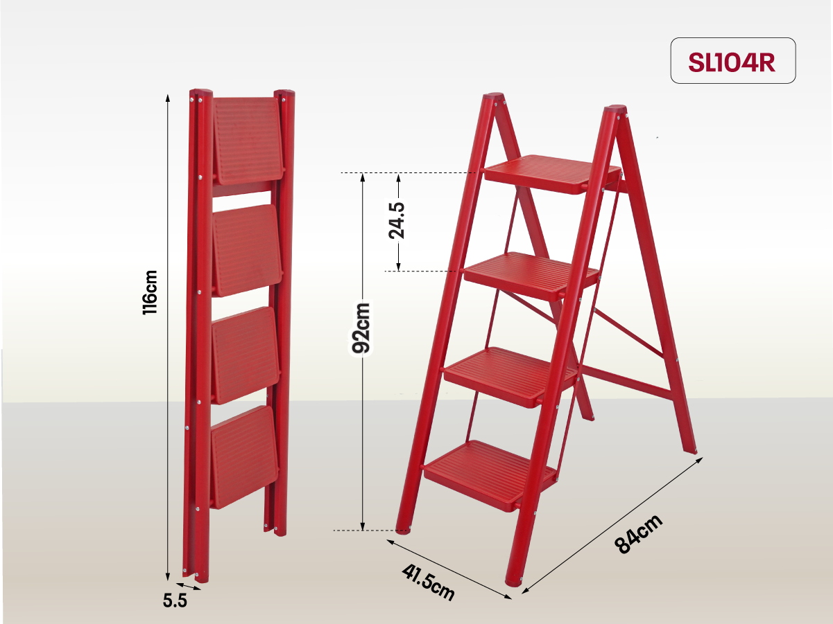 THANG GHẾ GẤP GỌN THÔNG MINH 4 BẬC FUJIHOME SL104R (RED)
