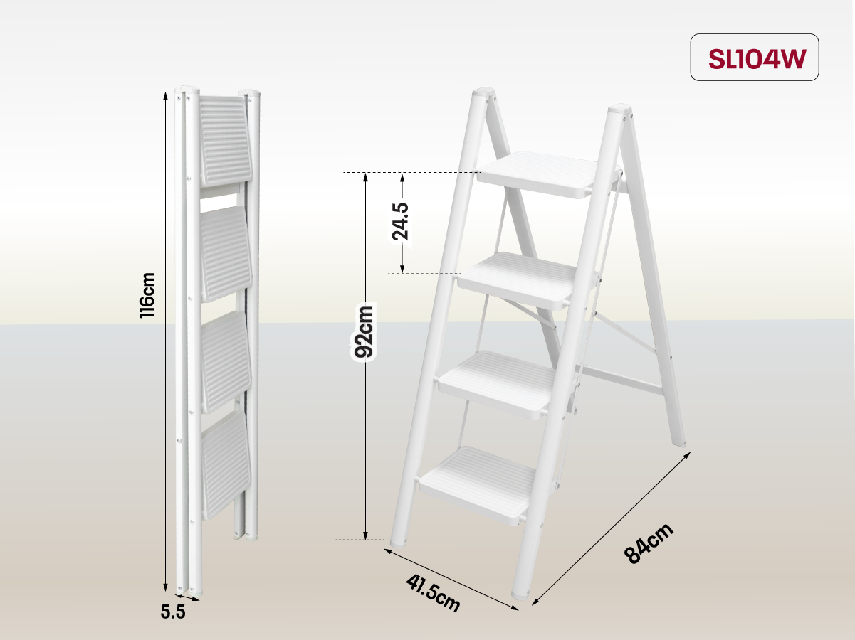 THANG GHẾ GẬP GỌN THÔNG MINH 4 BẬC FUJIHOME SL104W (WHITE)