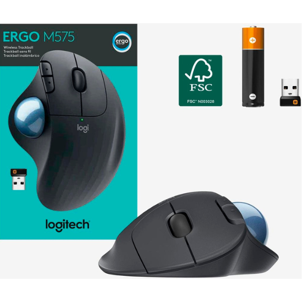 Chuột không dây Logitech Ergo M575 Black 910-005873