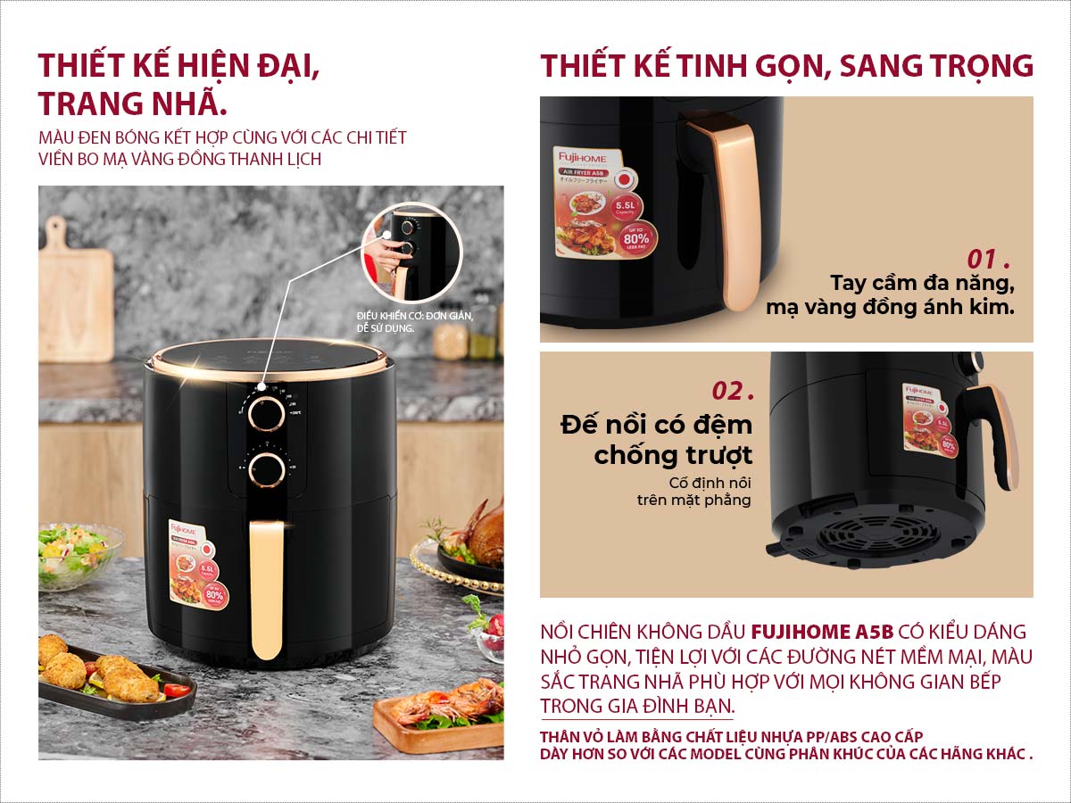 Nồi chiên không dầu Fujihome A5B 5.5 Lít