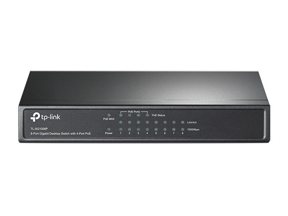 Switch TP-Link TL-SG1008P để bàn Gigabit 8 cổng với PoE 4 cổng