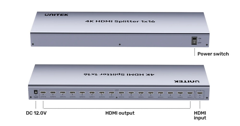 Bộ chia HDMI 1.4 1-16 UNITEK V137A 4K30HZ