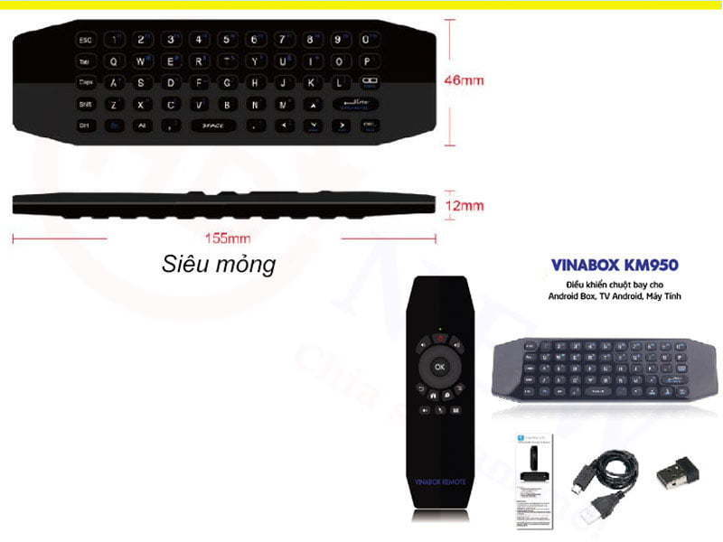 CHUỘT BAY KIÊM BÀN PHÍM KHÔNG DÂY VINABOX KM950V (CÓ VOICE)