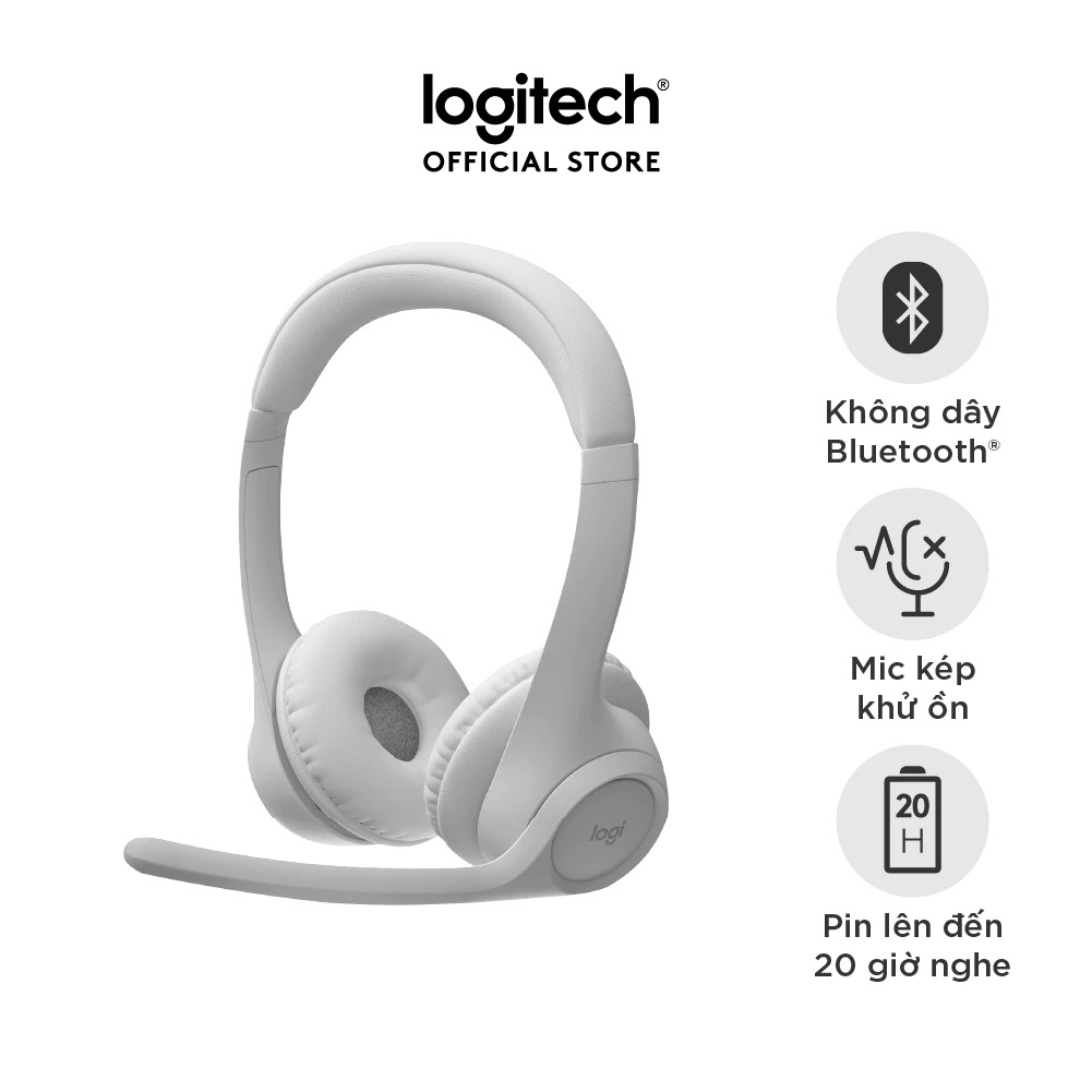 Tai nghe Bluetooth không dây Logitech Zone 300 (Trắng) (981-001418)