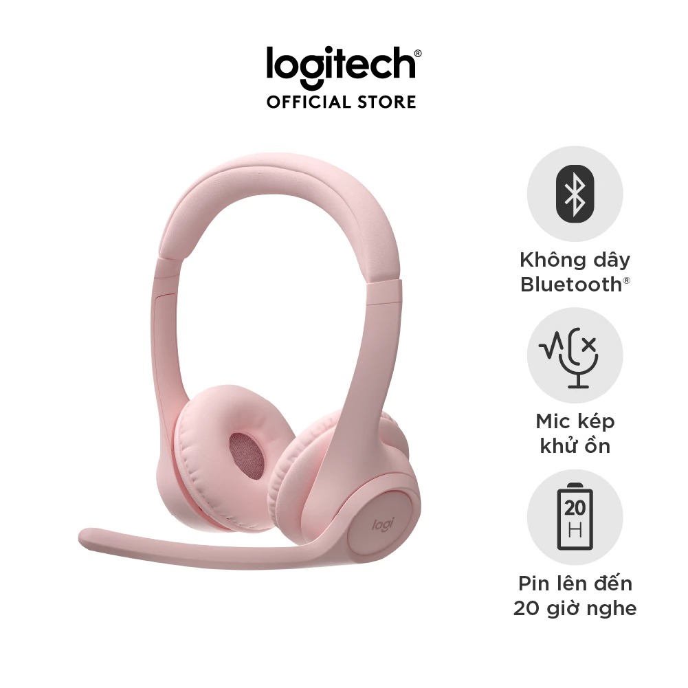 Tai nghe Bluetooth không dây Logitech Zone 300 (Hồng) (981-001413)