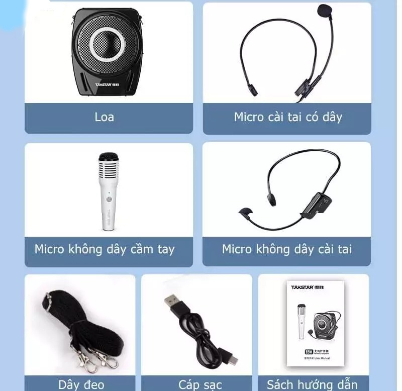 Loa trợ giảng sử dụng mic cài áo cầm tay E8W