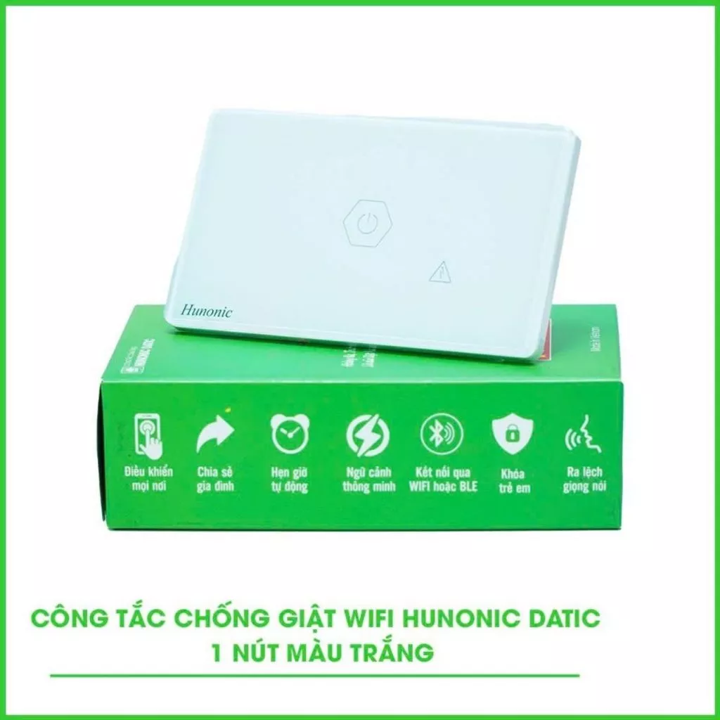 CÔNG TẮC CẢM ỨNG WIFI HUNONIC CSL (CHỐNG GIẬT, CAO ÁP) (Trắng) (HNP01UVT)