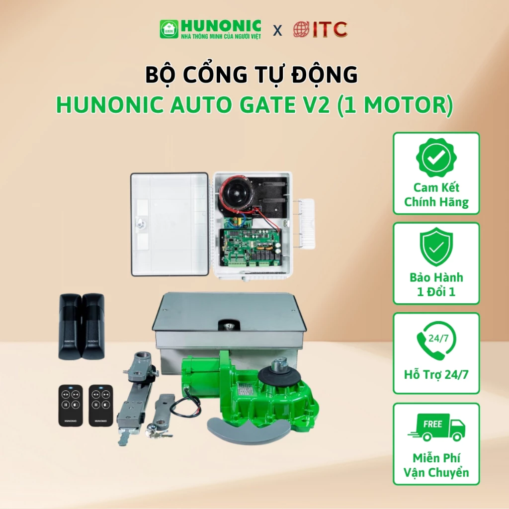 Bộ Cổng Tự Động Âm Sàn Hunonic Auto Gate 1 Moto V2