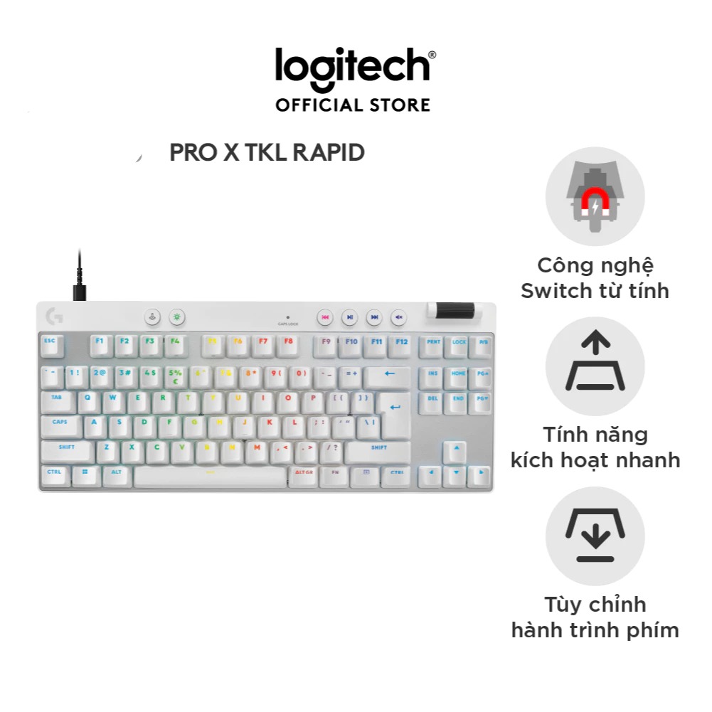 Bàn phím Logitech PRO X TKL RAPID (Trắng) (920-013243)
