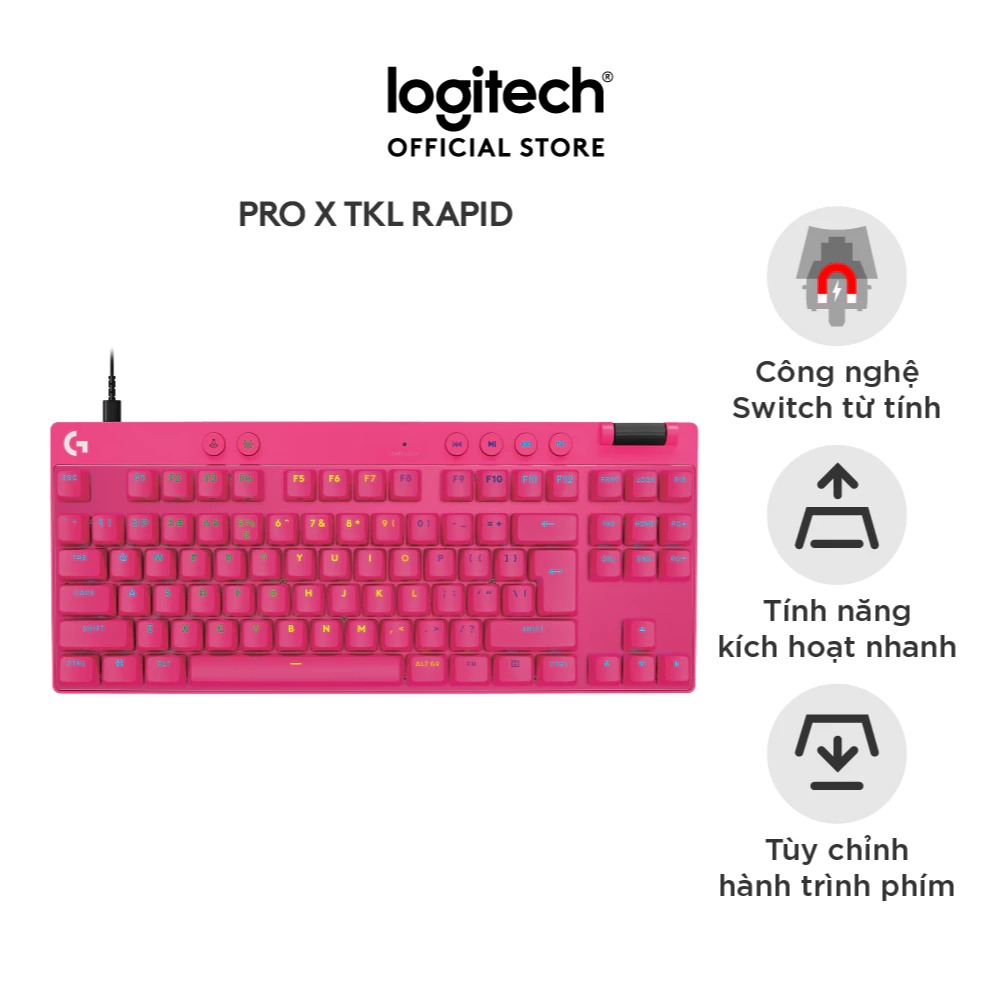Bàn phím Logitech PRO X TKL RAPID (Hồng) (920-013254)