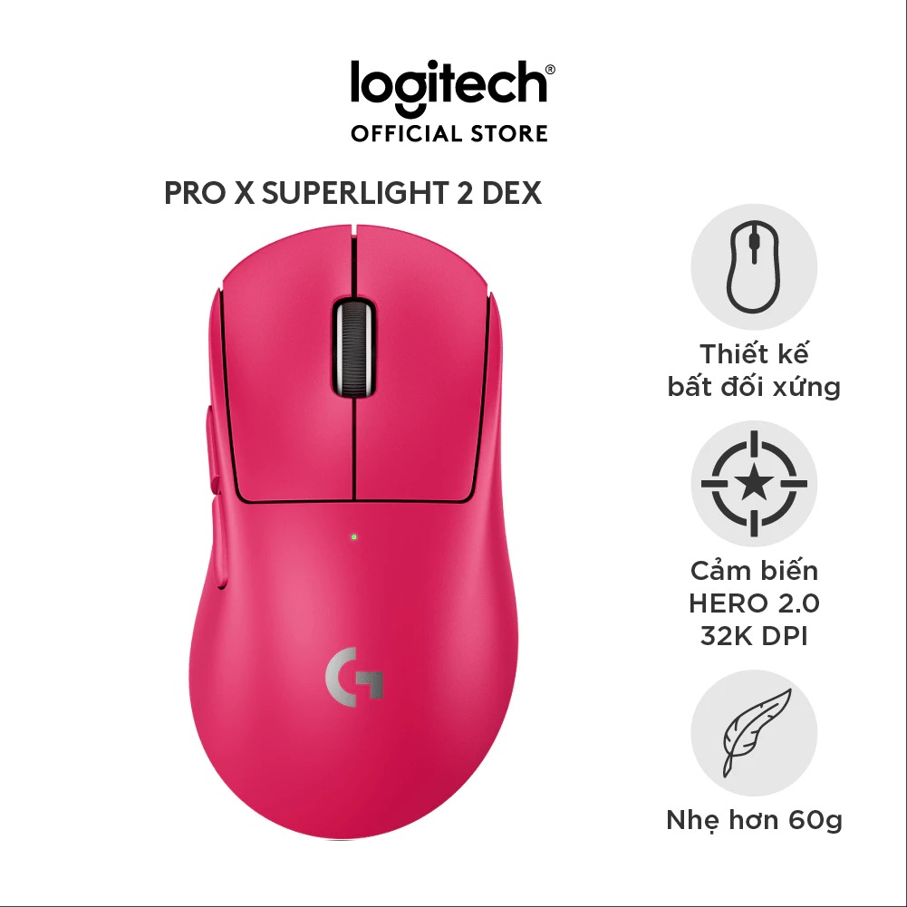 Chuột Logitech PRO X SUPERLIGHT 2 DEX (Hồng) (910-007375)