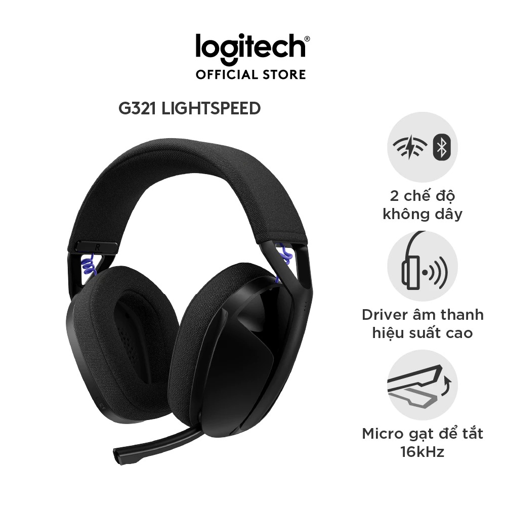 Tai nghe Gaming không dây choàng đầu Logitech G321 (Đen) (981-001564)