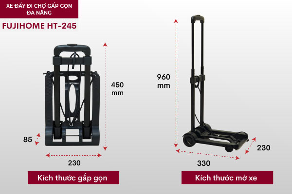 Xe đẩy đi chợ gấp gọn đa năng FUJIHOME HT-245