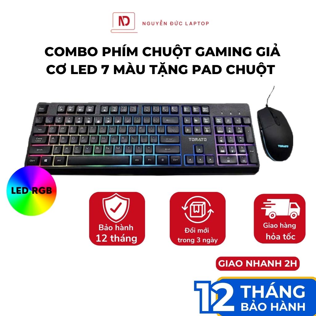 Combo Bàn Phím và Chuột Tomato giả cơ S100 LED RGB Tặng Kèm Pad Chuột CHÍNH HÃNG BẢO HÀNH 12 THÁNG