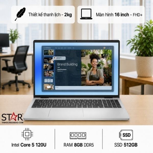 Laptop Dell 16 DC16251 màn hình cảm ứng 16 inch FHD+ màu Silver