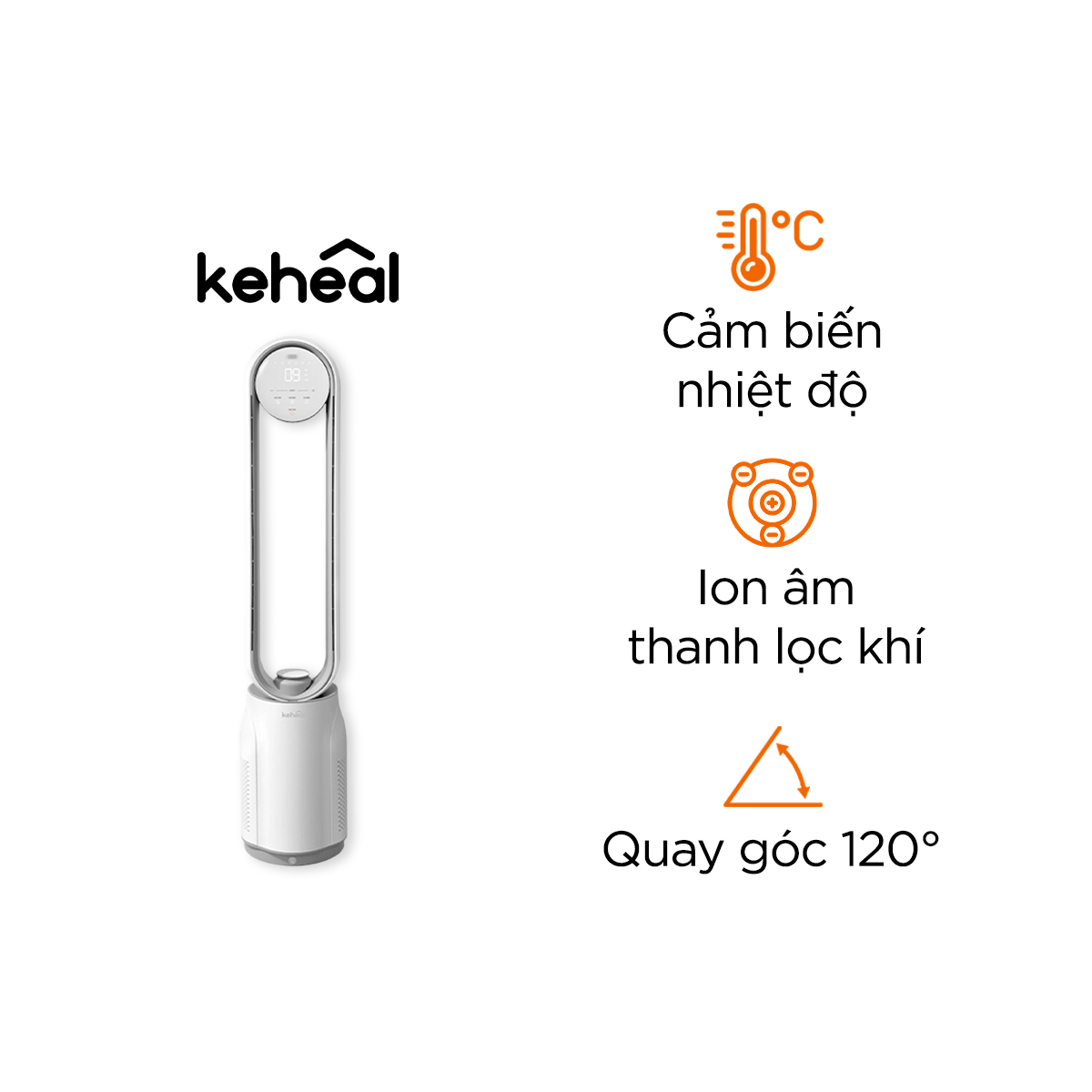 Quạt Không Cánh Xiaomi KEHEAL A3 Cao Cấp – Góc gió rộng tới 120 độ, tạo gió tự nhiên