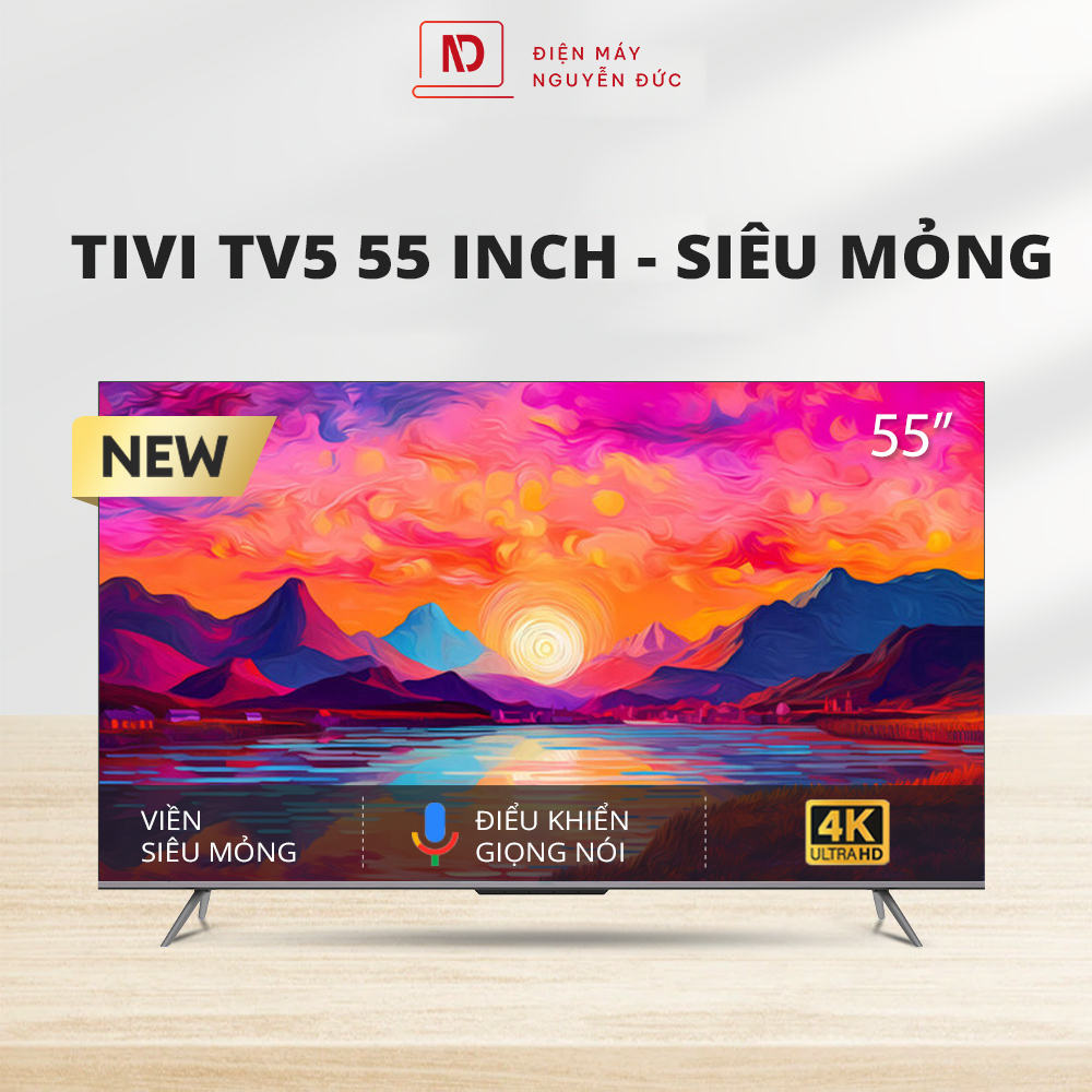 Tivi Xiaomi TV5 55 inch - Siêu Mỏng, Hỗ trợ 8K , Chip A55