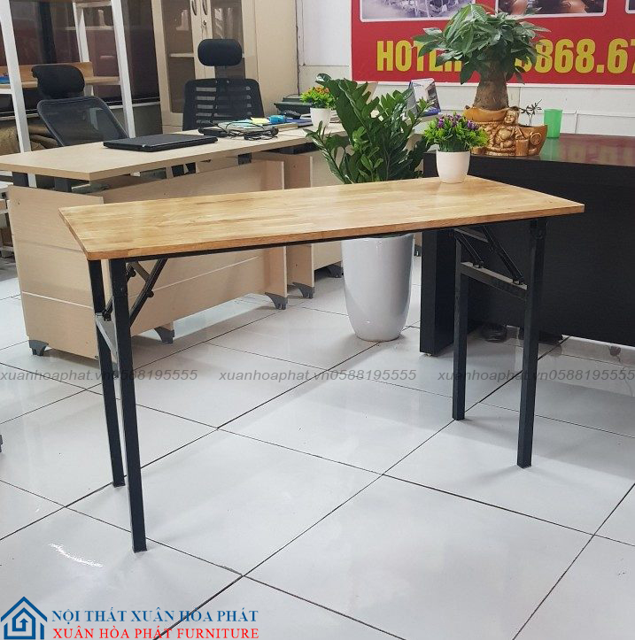 Bàn Chân Sắt Gấp 1m2 Mặt Gỗ Cao Su Giá Rẻ BCS_CG02