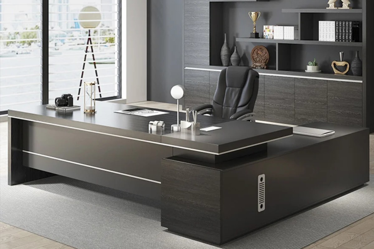 Bàn Giám Đốc Gỗ Công Nghiệp Cao Cấp Kèm Tủ Phụ BGD_03