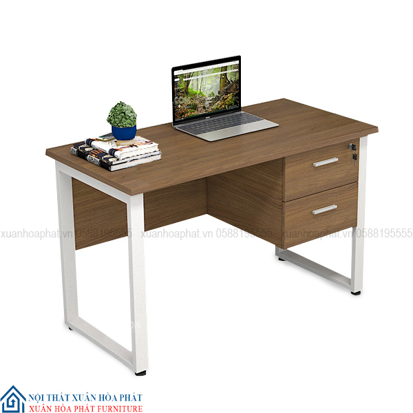 Bàn Làm Việc Chân Sắt Có Hộc Tủ Treo BUH_01