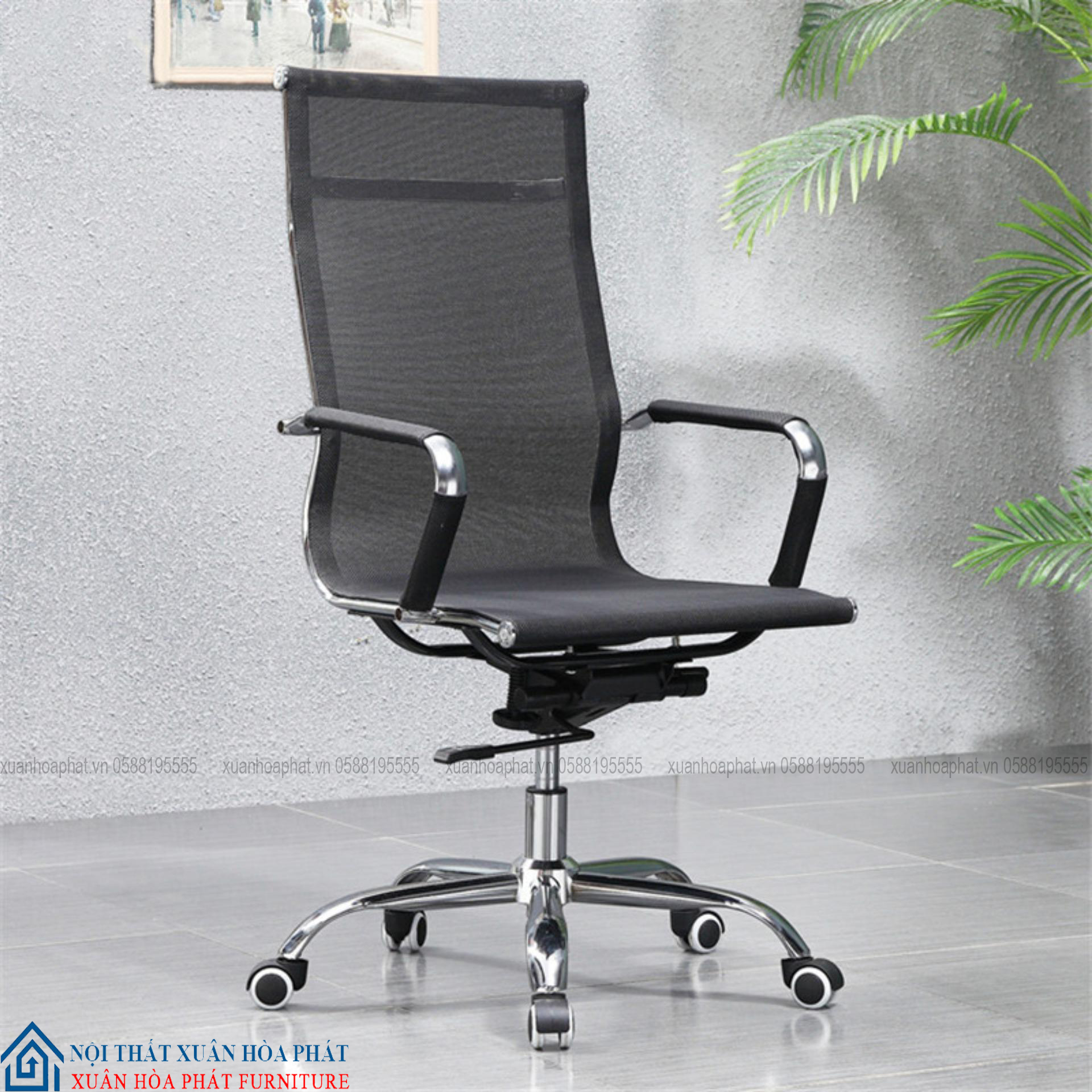 Ghế Lưng Lưới Cao Chân Xoay GX_206