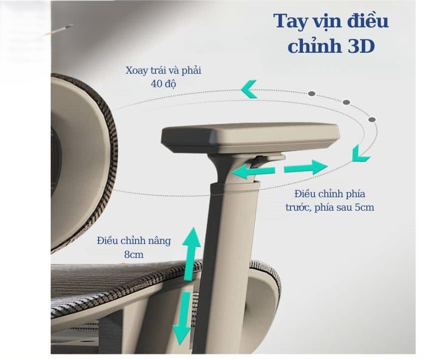 Ghế Xoay Văn Phòng, Ghế CTH, Ghế Làm Việc Có gác Chân LM186A Màu Ghi