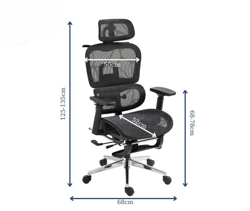 Ghế Xoay Văn Phòng, Ghế CTH, Ghế Làm Việc Có gác Chân LM186A màu đen