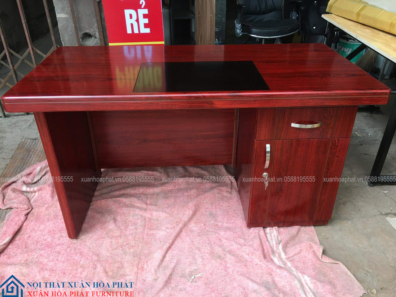 Bàn Giám Đốc 1m4 Gỗ Công Nghiệp Hộc Liền Sơn PU BGD_140